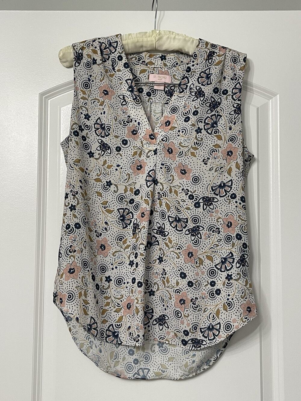 Coastal St. Tropez West Floral Paisley Sleeveless Blouse S Preppy Quiet Luxury